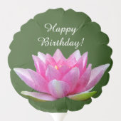 Pink Water Lily Lotus Flower Birthday Balloon (Back)