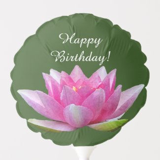 Pink Water Lily Lotus Flower Birthday Balloon