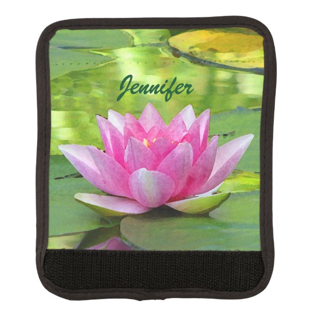 Pink Water Lily Lotus Flower Luggage Handle Wrap (Front)