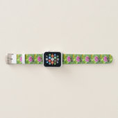 Pink Water Lily Lotus Flower on Green Lily Pad Apple Watch Band (Front)