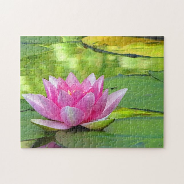 Pink Water Lily Lotus Flower Puzzle (Horizontal)