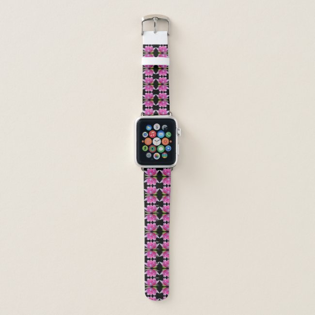 Pink Water Lily Lotus Flowers Abstract Pattern Apple Watch Band
