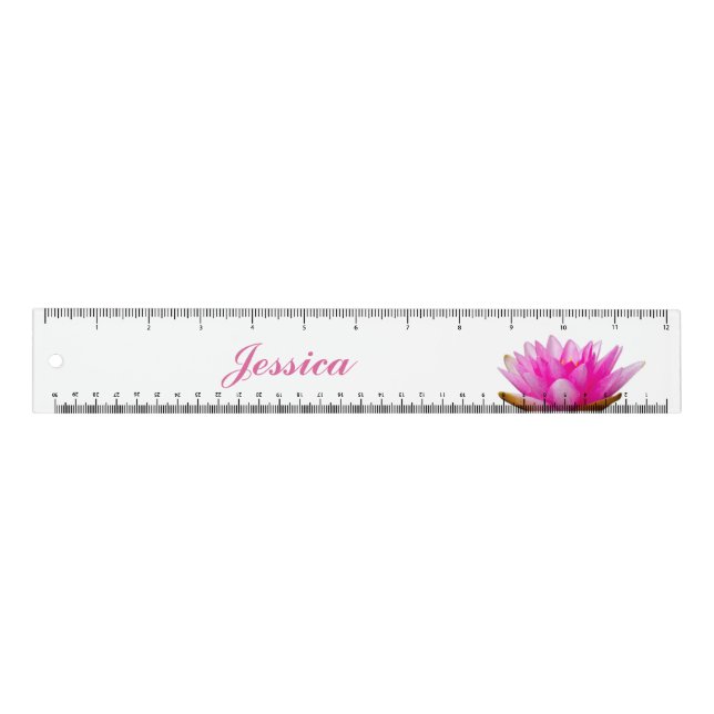 Pink Water Lily Personalized Name Ruler (Front)