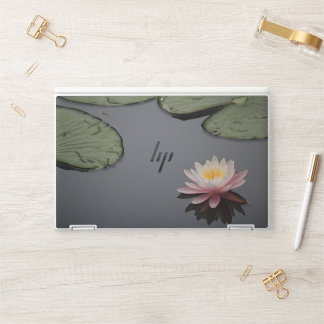 Pink Water Lily Photograph  HP Laptop Skin (Desk)