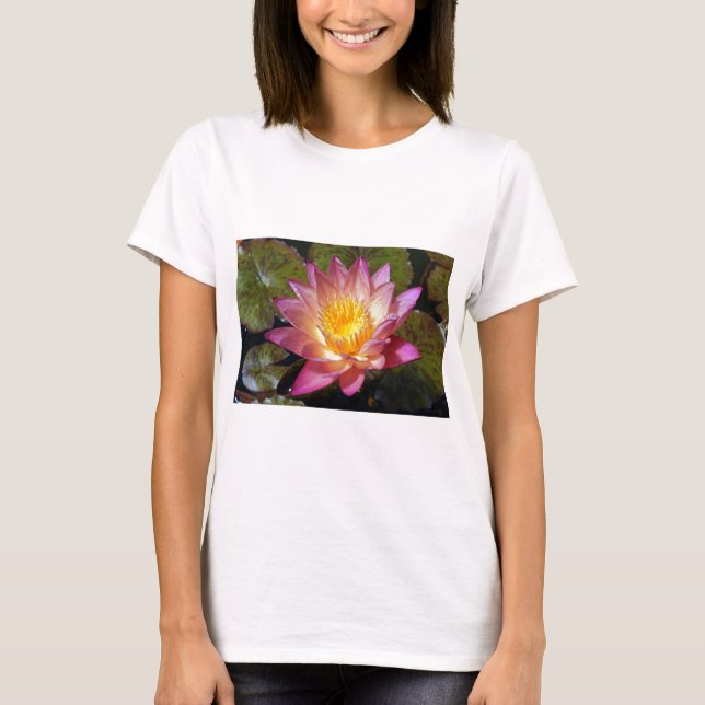 Pink Water Lily Photograph T-Shirt (Front)