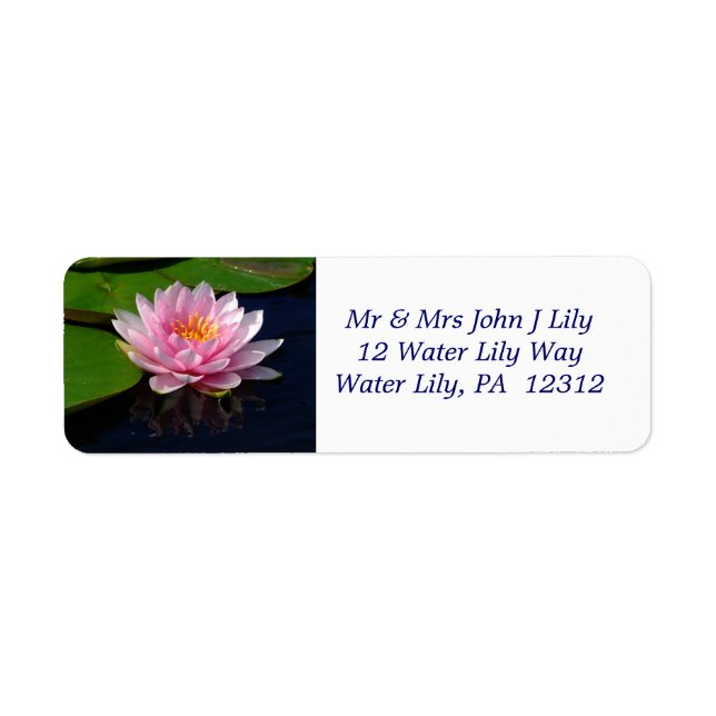 Pink Water Lily Return Address Label (Front)