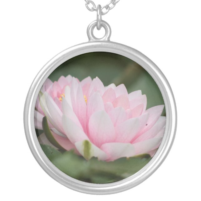 Pink Water Lily Silver Plated Necklace (Front)