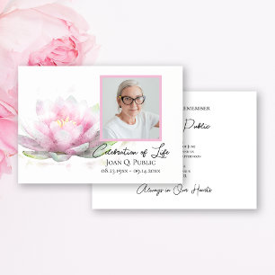 Pink Water Lily Watercolor Celebration of Life Invitation