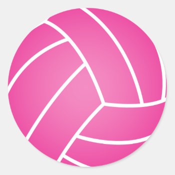 Pink Water Polo Ball Classic Round Sticker by SBPantry at Zazzle