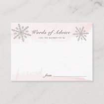 Pink Watercolo Snowflakes Baby Shower Advice Cards