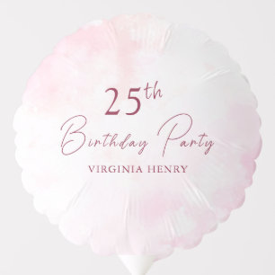 Pink Watercolor 25th Birthday Invitation Balloon
