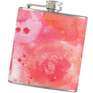 Pink Watercolor Abstract Flask