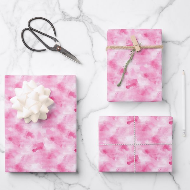 Pink Watercolor Abstract  Wrapping Paper Sheets (Front)