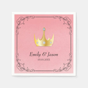 Pink Watercolor And Crown Napkins