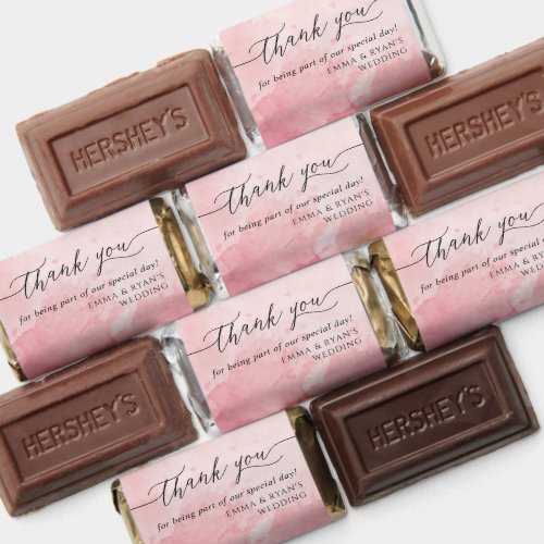 Pink Watercolor Any Event Thank you Elegant Script Hersheys Miniatures