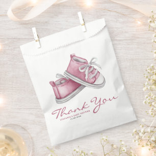 Pink Watercolor Baby Booties Baby Shower Favor Bag