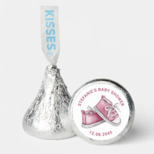 Pink Watercolor Baby Booties Baby Shower Hershey®'s Kisses®