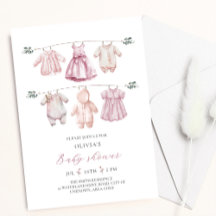 Pink Watercolor Baby Clothes Girl Baby Shower