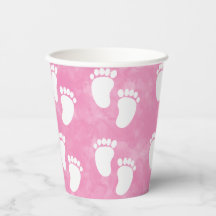 Pink Watercolor Baby Shower Footprint Pattern