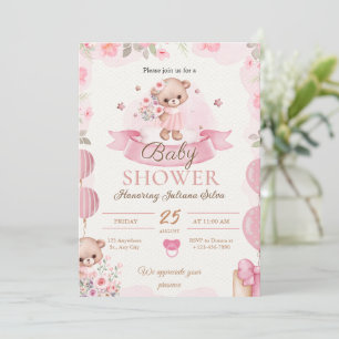 Pink Watercolor Baby Shower Invitation