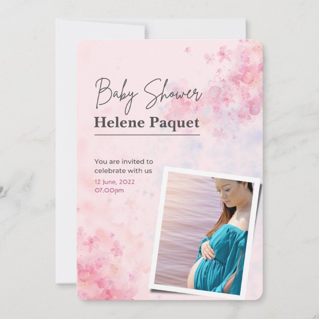 Pink Watercolor Baby Shower Invitation (Front)