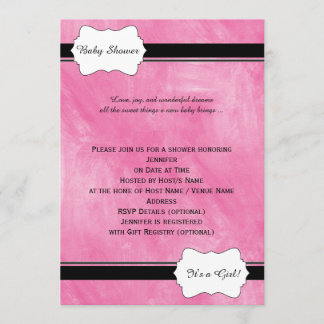 Pink Watercolor Baby Shower Invitation