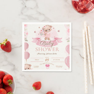 Pink Watercolor Baby Shower Napkins