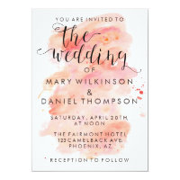 Pink Watercolor Background Wedding Invitation