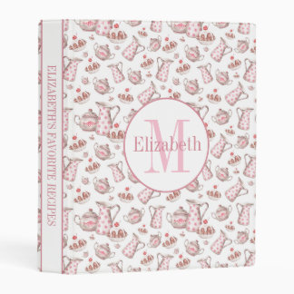Pink Watercolor Bakery Desserts Monogram Recipe Mini Binder