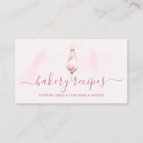 Pink Watercolor Bakery Shop Chef Cook Business Card