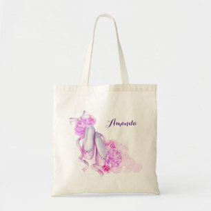 Pink Watercolor Ballet Shoes Elegant Tote Bag