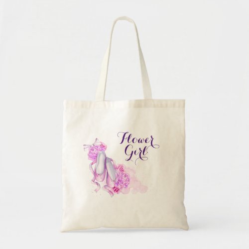 Pink Watercolor Ballet Shoes Flower Girl Tote Bag