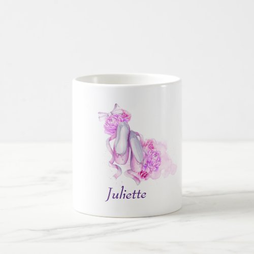 Pink Watercolor Ballet Shoes Personalized Coffee Mug