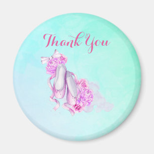 Pink Watercolor Ballet Slippers Thank You Magnet