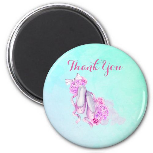 Pink Watercolor Ballet Slippers Thank You Magnet