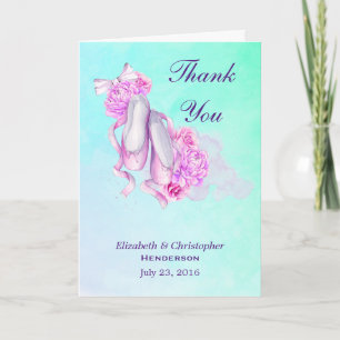 Pink Watercolor Ballet Slippers Wedding Thank You