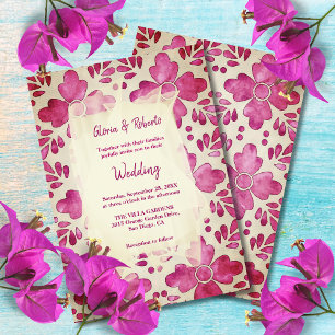 Pink Watercolor Baroque Vintage Mexican Wedding Invitation