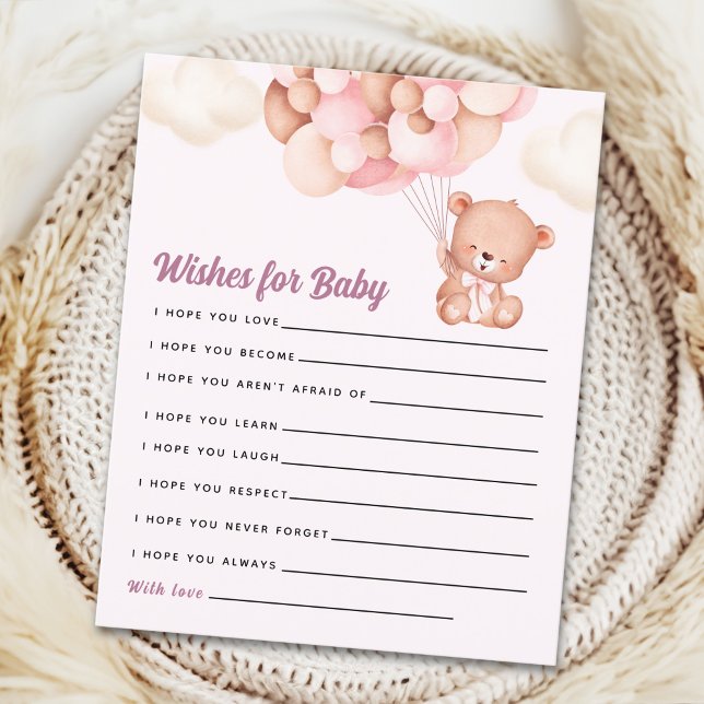 Pink Watercolor Bear Baby Shower Girl (Creator Uploaded)
