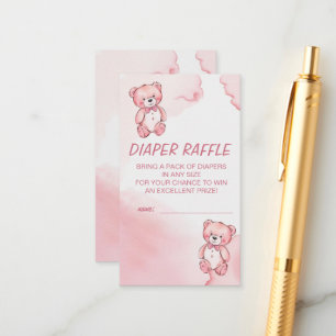 Pink watercolor bear enclosure card