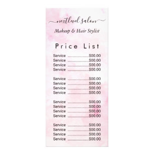 Pink Watercolor Beauty Salon Rack Card