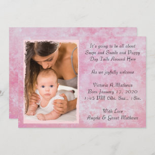 Pink Watercolor Birth Announcement