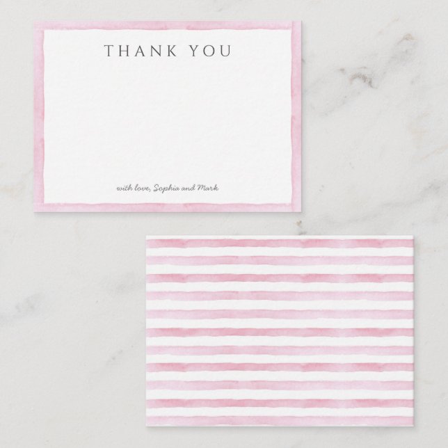 Pink Watercolor Birthday Thank You Note Card (Front/Back)
