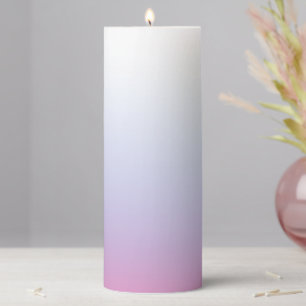 Pink watercolor blue and pin brush pillar candle