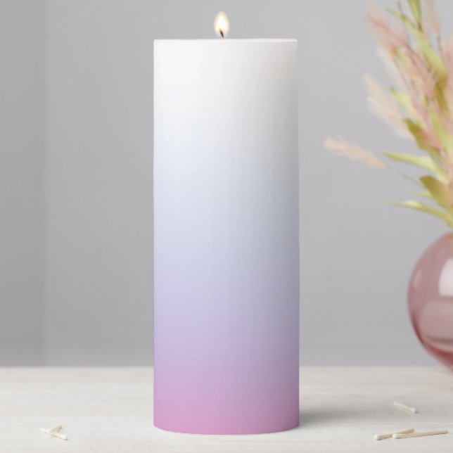 Pink watercolor blue and pin  brush  pillar candle (In Situ)