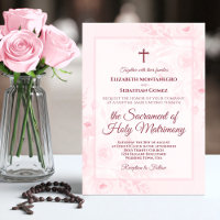 Pink Watercolor Boho Chic Peonies Catholic Wedding