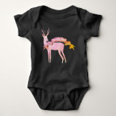 Pink Watercolor Boho Deer Vintage Banner with Name Baby Bodysuit (Front)