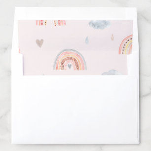 Pink Watercolor Boho Rainbow Envelope Liner