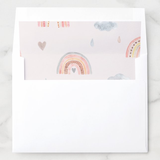 Pink Watercolor Boho Rainbow Envelope Liner (In Envelope)
