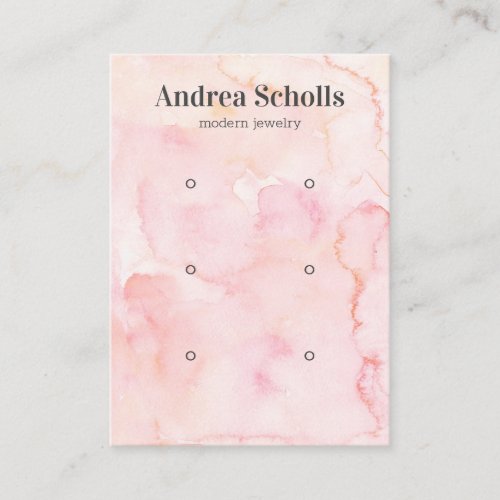 Pink Watercolor Bold Jewelry 3 Earring Display Business Card