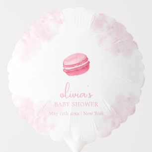 Pink Watercolor Bonjour Bébé Macaron Baby Shower Balloon